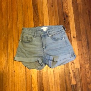 Light denim jean shorts